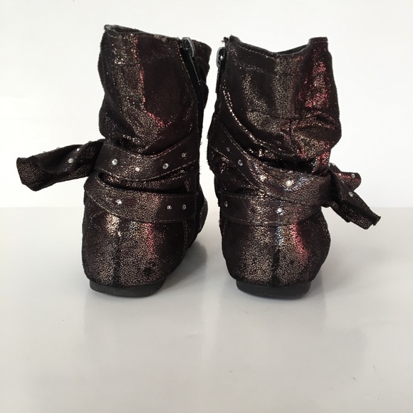 Justice | Scrunched Mid calf Metallic Boots girls sz 2 - Picture 4 of 6